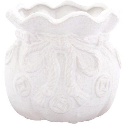 Wazon Ceramiczny Sakiewka - Biały – 12,5 cm