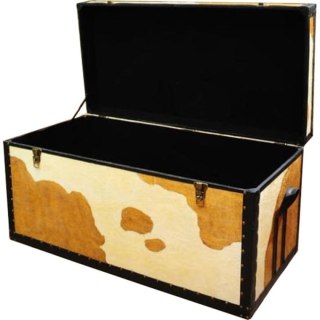 Skrzynia Rustykalna / Kufer - Imitacja Sierści Cielęcej - 100 x 51 cm