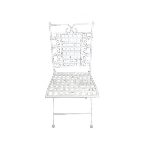 Krzesło Metalowe w Stylu Prowansalskim - Kremowe - 90 x 38 cm
