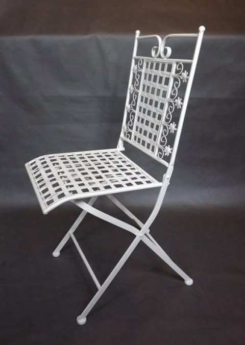 Krzesło Metalowe w Stylu Prowansalskim - Kremowe - 90 x 38 cm