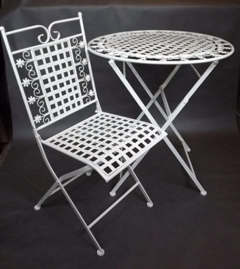 Krzesło Metalowe w Stylu Prowansalskim - Kremowe - 90 x 38 cm