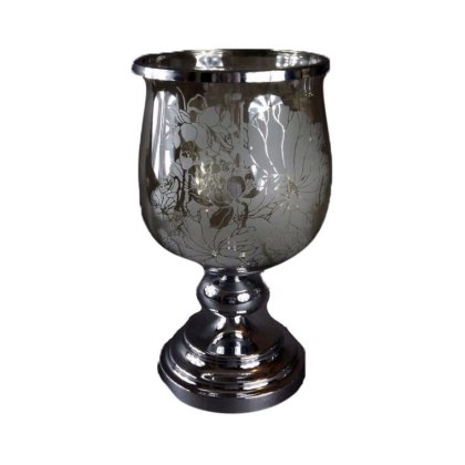 Świecznik z Opalizującego Szkła z Chromem – 38 cm