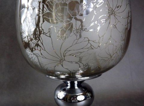Świecznik z Opalizującego Szkła z Chromem – 38 cm