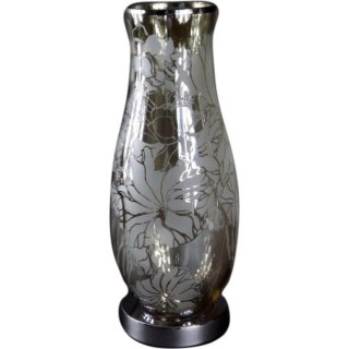 Wazon Szklany z Chromem i Kwiatowym Dekorem – 38 cm