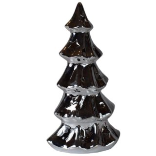 Świecznik Ceramiczny Choinka - Chrom - 25 x 14 cm