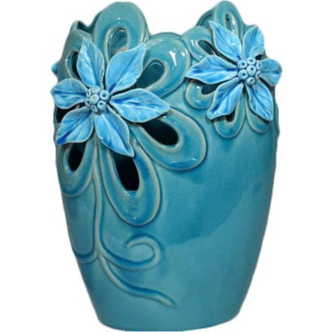 Wazon z Motywem Kwiatowym – Antyczne Wykończenie – 32 cm