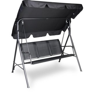 Sofa Wisząca Ogrodowa z Daszkiem - Czarna - 173 cm