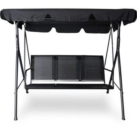 Sofa Wisząca Ogrodowa z Daszkiem - Czarna - 173 cm