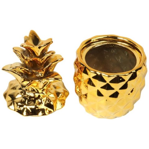 Szkatułka Ceramiczna na Biżuterię – Złoty Ananas – 12 cm