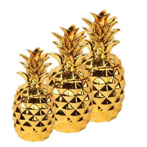 Szkatułka Ceramiczna na Biżuterię – Złoty Ananas – 12 cm