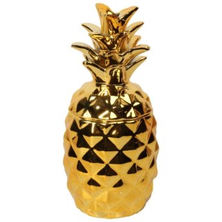 Szkatułka Ceramiczna na Biżuterię – Złoty Ananas – 17 cm
