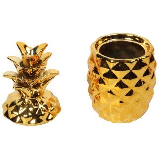 Szkatułka Ceramiczna na Biżuterię – Złoty Ananas – 17 cm