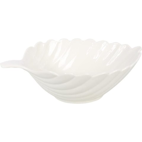 Komplet Białych Misek Ceramicznych w Kształcie Liścia - 3 szt.