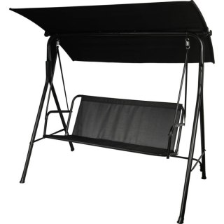 Sofa Wisząca Ogrodowa z Daszkiem - Czarna - 170 cm