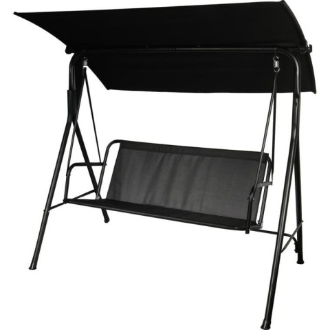 Sofa Wisząca Ogrodowa z Daszkiem - Czarna - 170 cm