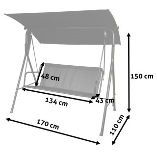 Sofa Wisząca Ogrodowa z Daszkiem - Czarna - 170 cm
