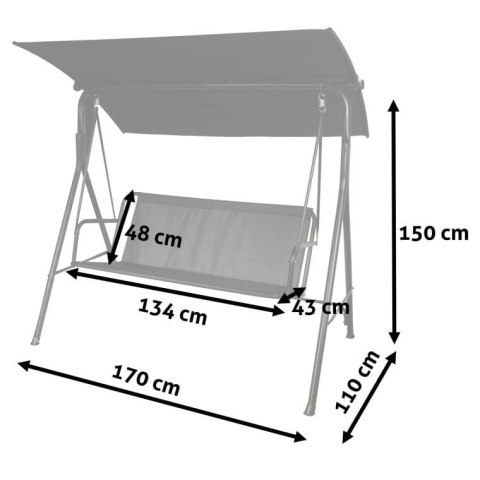 Sofa Wisząca Ogrodowa z Daszkiem - Czarna - 170 cm