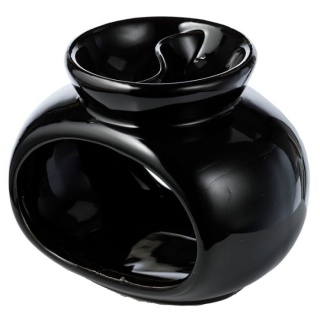 Ceramiczny Kominek Zapachowy – Czarny Owal (Duo Split) – 11,5 cm