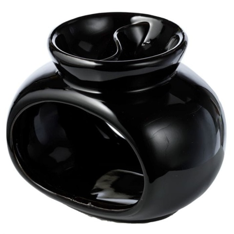 Ceramiczny Kominek Zapachowy – Czarny Owal (Duo Split) – 11,5 cm