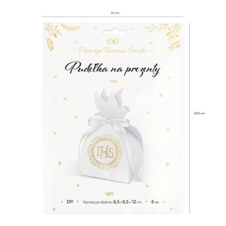 Pudełko na prezent dla gości IHS biało-złote 6szt. 127506