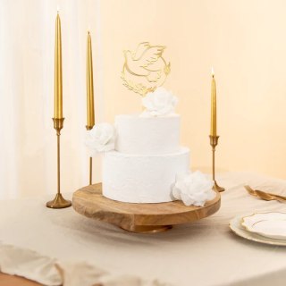 Topper Komunia Święta Gołąb lustrzany złoty 161777