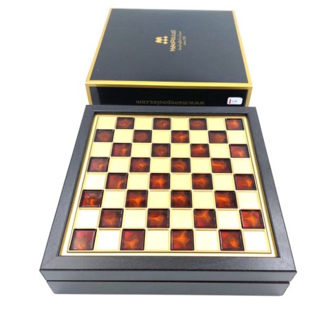 Szachy Metalowe z mosiężną szachownicą – Motyw Dynastia Macedońska – 20 x 20 cm