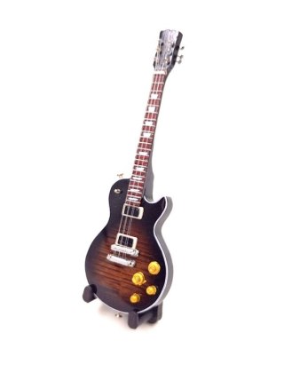 Miniaturowa Gitara z Drewna Mahoniowego na Stojaku – Motyw Hard Rock – Skala 1:6