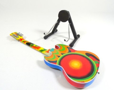 Miniaturowa Gitara z Drewna Mahoniowego – Motyw Psychodeliczny Rock – Skala 1:4