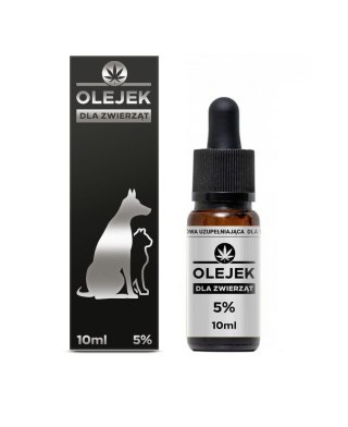 Wspierający Olejek Konopny CBD 5% dla Zwierząt – Olej z Łososia i Fitokannabinoidy – 10 ml