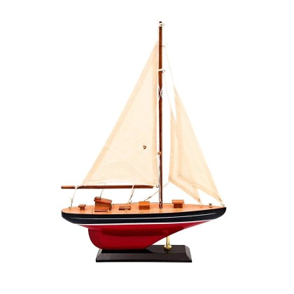 Model Jachtu Żaglowego (Slup) - Drewno – Wys. 42 cm