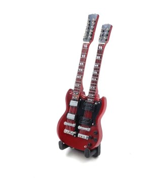 Miniaturowa Gitara Dwugryfowa z drewna mahoniowego - Motyw Rockowa Potęga – Skala 1:6