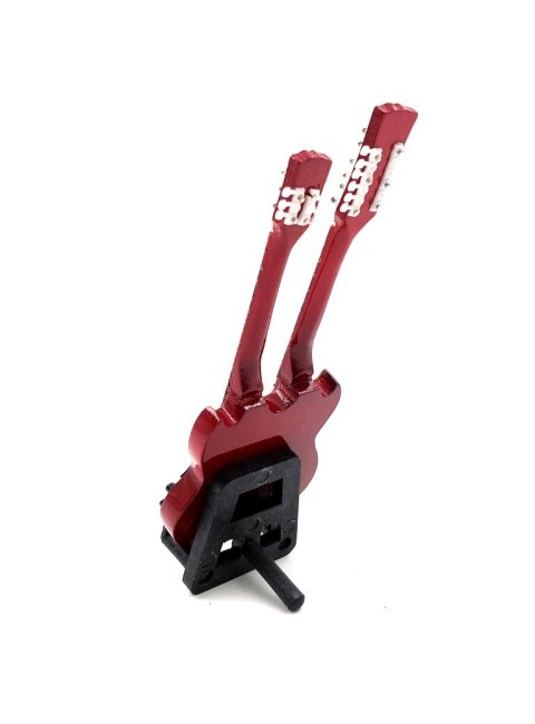 Miniaturowa Gitara Dwugryfowa z drewna mahoniowego - Motyw Rockowa Potęga – Skala 1:6