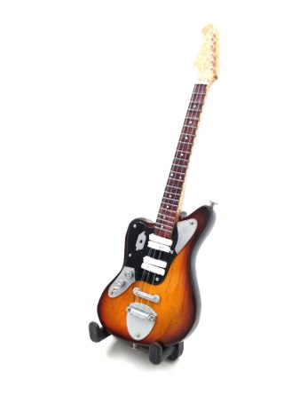 Miniaturowa Gitara Elektryczna z drewna mahoniowego na Stojaku - Motyw Głos Pokolenia – Skala 1:6