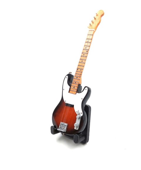Miniaturowa Gitara Elektryczna z drewna mahoniowego na Stojaku – Motyw Ikona Sceny – Skala 1:6