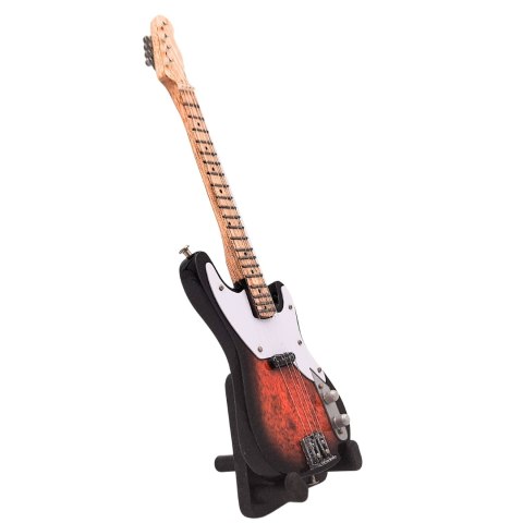 Miniaturowa Gitara Elektryczna z drewna mahoniowego na Stojaku – Motyw Ikona Sceny – Skala 1:6