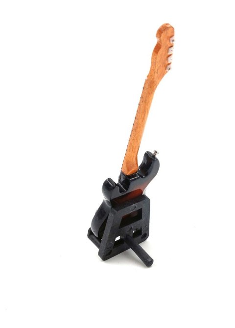 Miniaturowa Gitara Elektryczna z drewna mahoniowego na Stojaku – Motyw Ikona Sceny – Skala 1:6