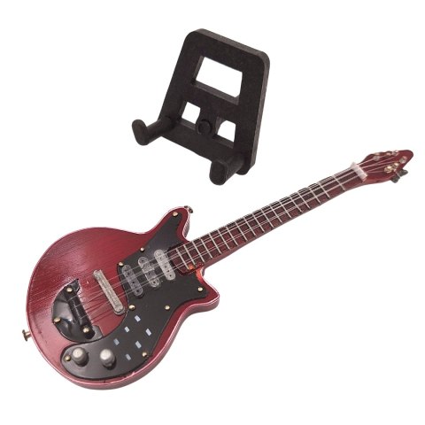 Miniaturowa Gitara Elektryczna z drewna mahoniowego na Stojaku – Motyw Królewski Wirtuoz – Skala 1:6