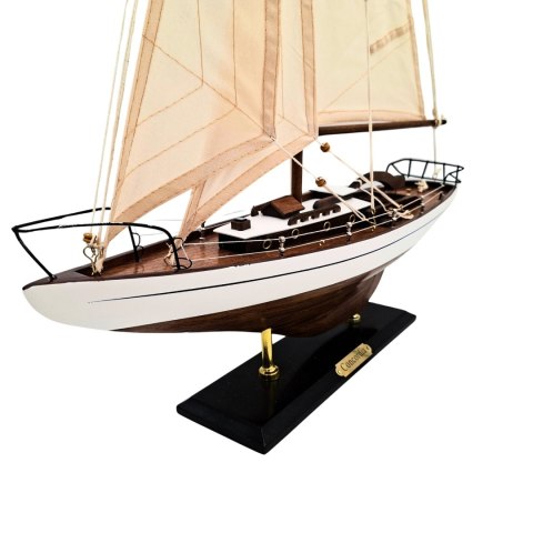 Model Jachtu Żaglowego – Styl Hamptons – Biel i Drewno – 66 cm