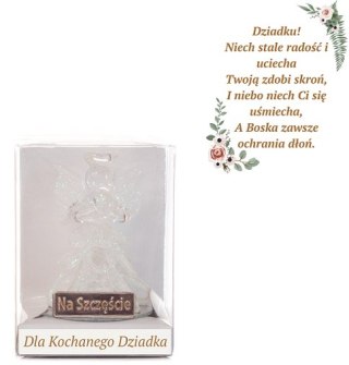 Aniołek szklany "Na Szczęście" dla Kochanego Dziadka