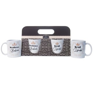 Komplet dwóch kubków w ozdobnym opakowaniu "Królowa Babcia" "Król Dziadek"