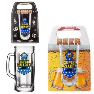Kufel do piwa w ozdobnym opakowaniu " Super Dziadek". 500 ml