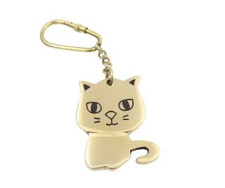 Brelok Mosiężny do Kluczy – Motyw Kot – 11,5 cm