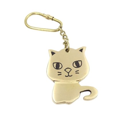 Brelok Mosiężny do Kluczy – Motyw Kot – 11,5 cm