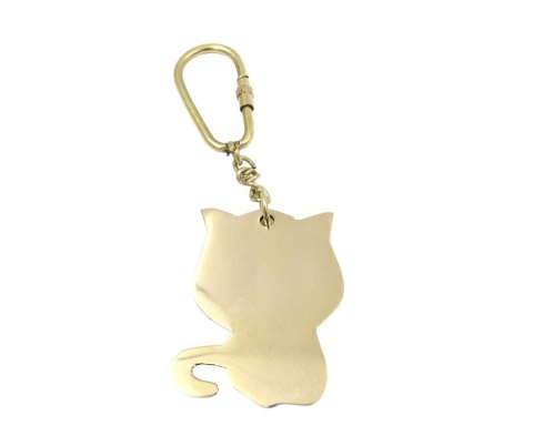 Brelok Mosiężny do Kluczy – Motyw Kot – 11,5 cm