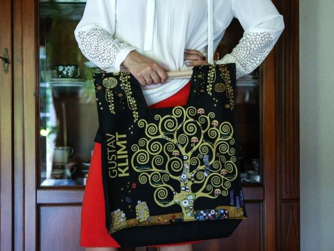 Torba z Drewnianym Uchwytem – Drzewo Życia (G. Klimt) – 42 x 47 cm