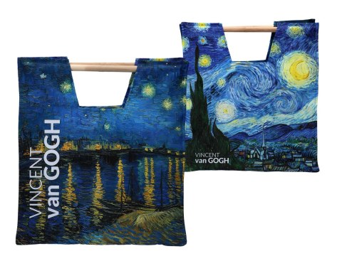 Torba z Drewnianym Uchwytem -Gwiaździsta Noc (V. van Gogh)- 42x47 cm