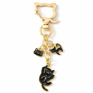 Brelok do Kluczy Trzy Kotki - Złoty - 9,8 cm