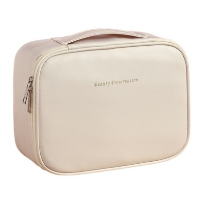 Organizer na Kosmetyki - Kremowy z Ekoskóry - 24x18 cm