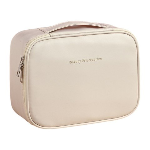 Organizer na Kosmetyki - Kremowy z Ekoskóry - 24x18 cm
