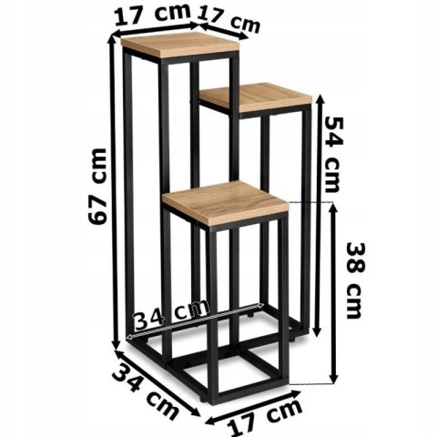 Kwietnik Loftowy - Drewno i Czerń - 113 cm